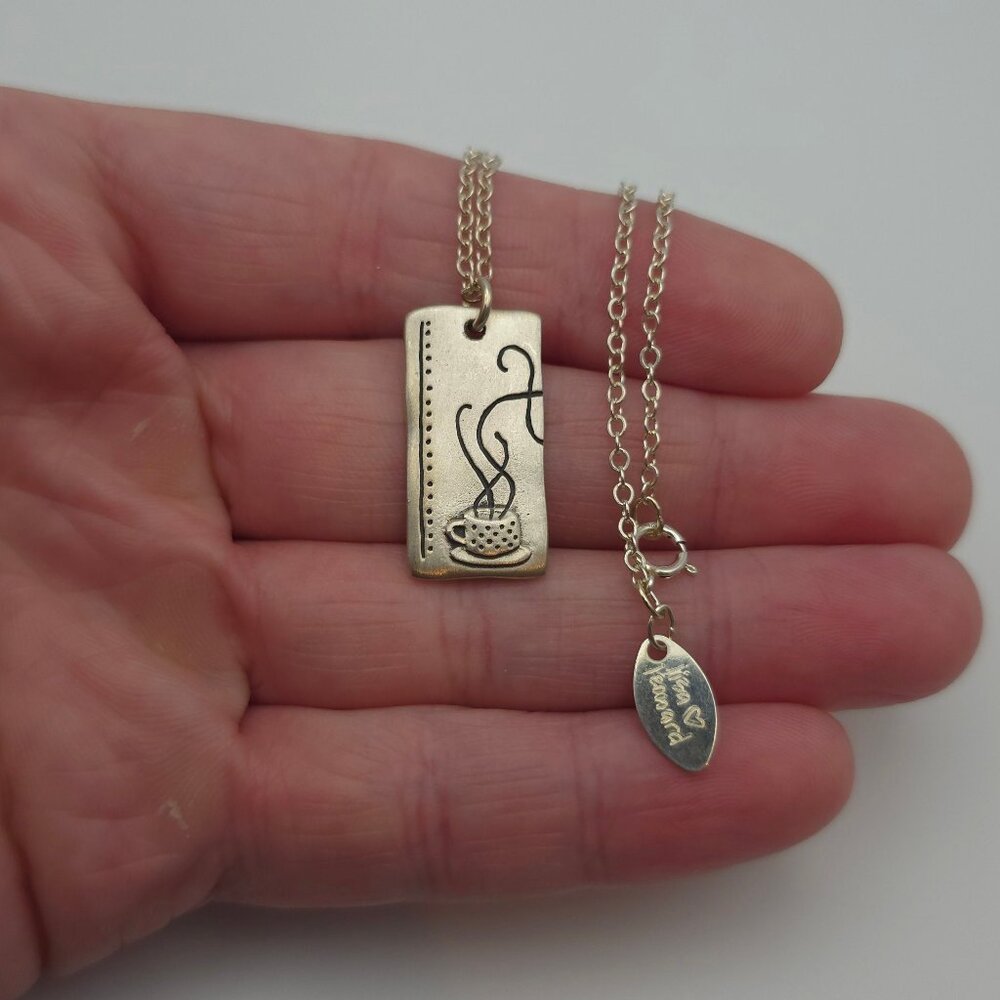 18 Inch Sterling Silver Coffee And Tea Pendant Necklace A542